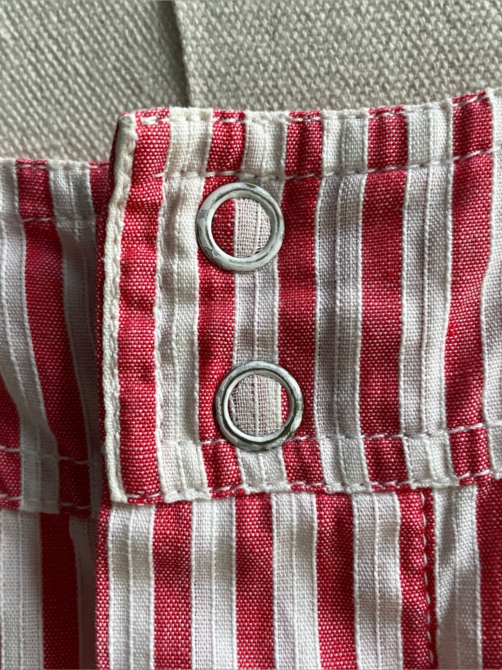 Vintage 50s/60s Candy Striper volunteer Striped White & Pink Pinafore Apron GSH - Picture 8 of 16